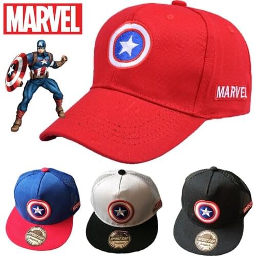 New Marvel Anime Captain America Embroidery Hip Hop Snapback Hat Child Cotton Flat Baseball Cap Gorras Casual Bone Birthday Gift