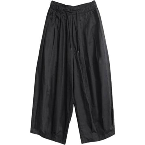 Summer new casual pants mens 8-point pants Japanese loose straight-leg pants Yamamoto wind dark mens eight-point pants trend