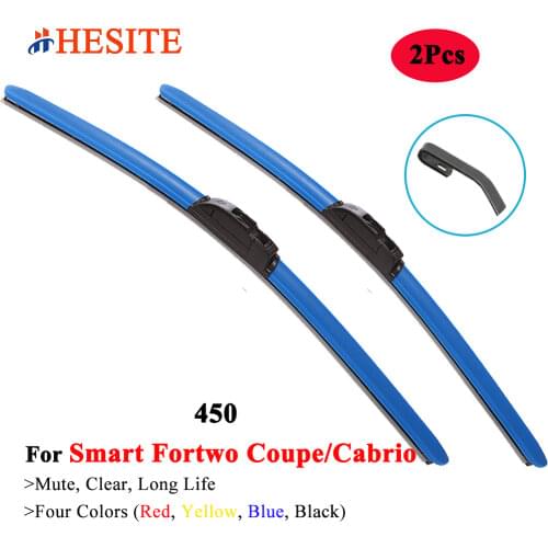 HESITE Colorful Hybrid Wiper Blades For Smart Cabrio Cabriolet 450 1000CC 71 75 84 90 100 PS 1999 2001 2002 2003 Models Red Blue