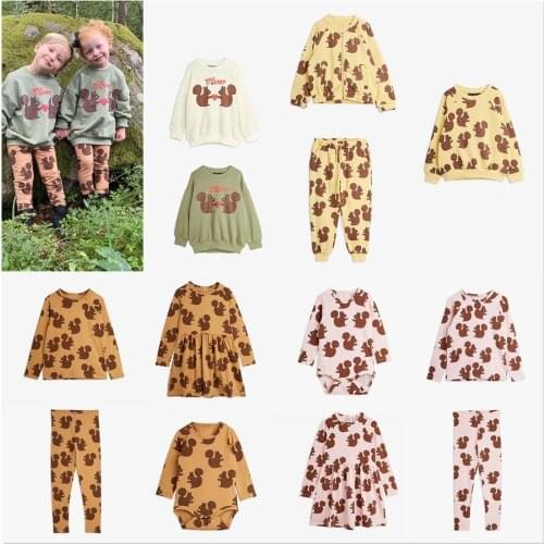 Kids Clothes Sets T-shirts 2021 New Spring MR Brand Girls Cartoon Pattern Dress Cotton Fashion Baby Romper Boys Casual Pants