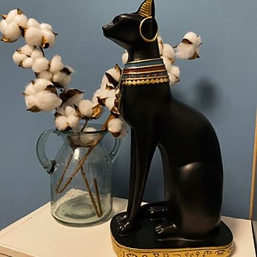Home Decor Figure Egyptian Cat Resin Handwork Sculpture Room Decor Figurine Statue For Table Decoration Figurine Holiday Gifts