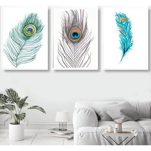 Beautiful Peacock Feathers Prints And Posters Fashion Wall Art Canvas Painting Nordic Pictures For Living Room Home Decoration