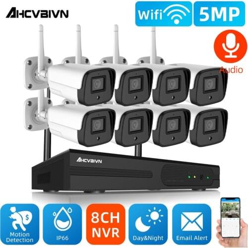 8CH 5MP HD WiFi IP Camera Set Wireless NVR Kit Indoor Outdoor Night Vision Waterproof Security Camera Set Video Surveillance Kit