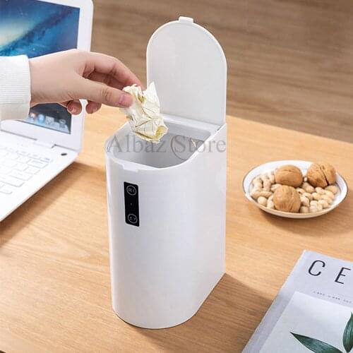 Kitchen For Storage And Order Desktop Smart Sensor Touch Screen Trash Can Mini Office Makeup Car Storage Bin Plastic Waste Bin