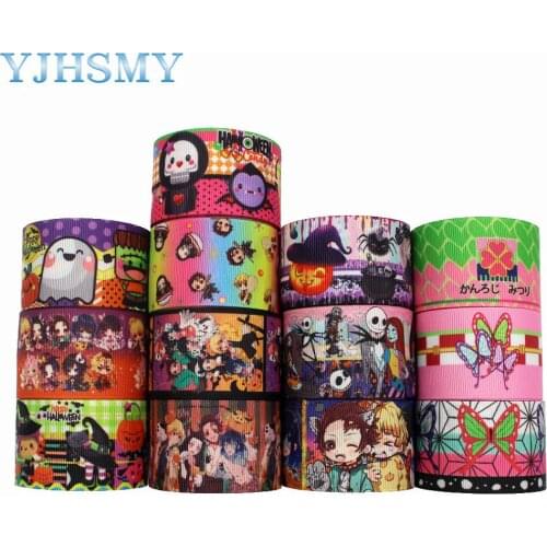 L-20729-744,1-1/2"(38mm),10yards Halloween series Thermal transfer Printed grosgrain Ribbons,bow cap DIY Clothing accessories