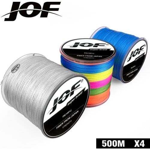 JOF 2019 NEW 4 Strands 500M PE Multicolor Braided Fishing Line Sea Saltwater Carp Fishing Weave Super Strong