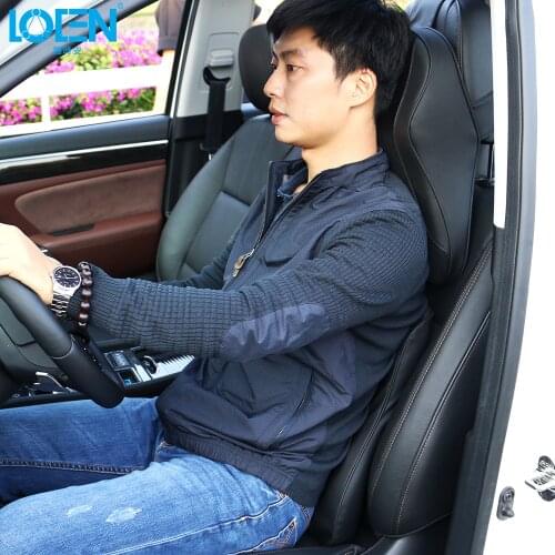 LOEN 1PC 3D Mesh+PU Leather 3D Space Memory Foam Auto Car Neck Pillow Lumbar Support for Car Seat Office Chair Black/Brown/Beige