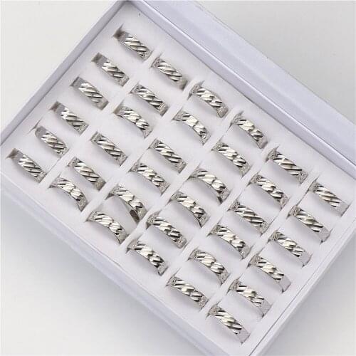 36pcs/lot Fashion Stainless Steel Twill Rings For Women Men Silver Gold Color Wedding Jewelry Party Gifts Wholesale