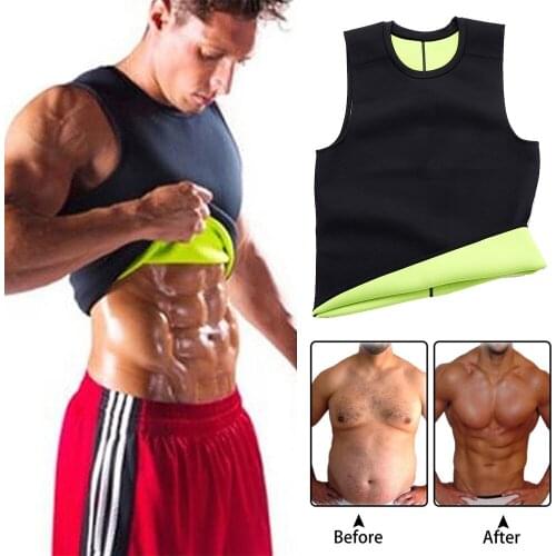 Mens Body Shaper Sweat Workout Tank Top Slimming Neoprene Vest for Weight Loss Tummy Fat Burner Black Men Shaper