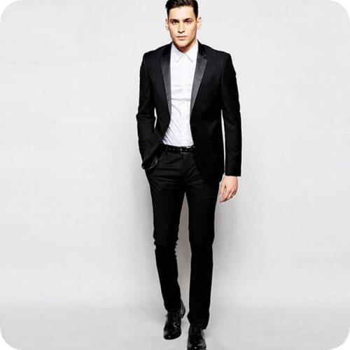 2019 Latest Coat Pants Designs Black Wedding Suit for Men Suit Pants Slim Fit Groom Tuxedos Costume Homme Blazer Jacket 2 Piece