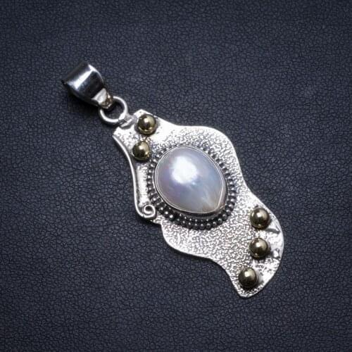 Natural Biwa Pearl Handmade Unique 925 Sterling Silver Pendant 2" X1269