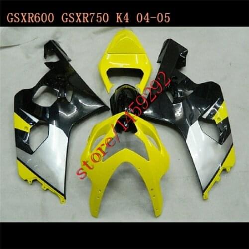 New Fairing For Suzuki GSXR600 GSXR750 2004-2005 K4 yellow black silver Fairing Bodywork plastic shell