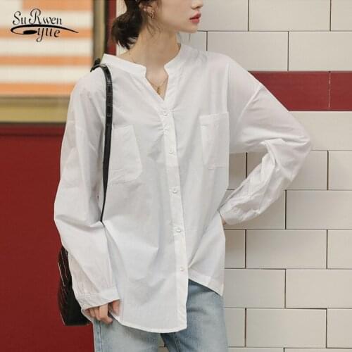 New Plus Size Loose Long Sleeve Shirts Korean Chiffon Blouse Female Women Office Lady Simple Style Tops Clothes Blusas 10065