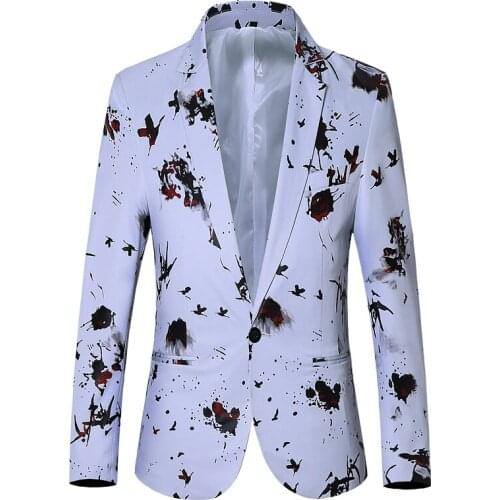 New Mens Luxury Floral Printed Suit Blazer Homme Night Club Stage Wedding Single Breasted Jacket Ternos Masculino Luxo S-6XL