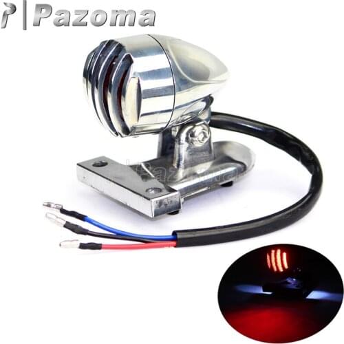 PAZOMA Polish Motorcycle License Plate LED Taillamp Tail Light Brake Stop Light Bobber Cafe Racer Chopper
