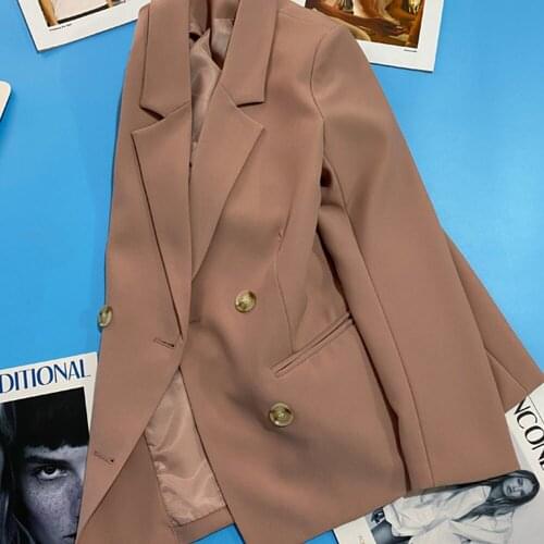 2021 Spring Autumn High-quality New Korean Straight Nude Pink Blazer Female British Style Slim Simple Temperament Suit Jacket