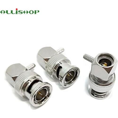 ALLiSHOP 6 pcs bnc plug male right angle connector 75 ohm wire connector adapter for rg179 cable TV CCTV