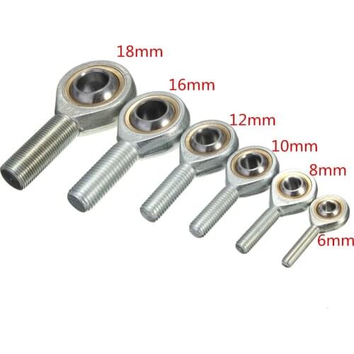 Thread Shafts Silver 6-16mm Dia Male Threaded Single Row Joint Rod End Oscillating Bearing Right Hand Thread Shafts