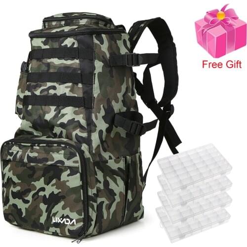 Lixada Fishing Tackle Backpack Bag with 4 Fishing Tackle Boxes Water-resistant Fly Fishing Pack Rod Holders Outdoor Backpack