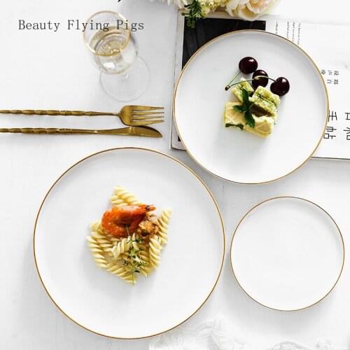 Nordic ceramic Western steak salad pizza dish ins creative net red tableware Phnom Penh round breakfast plate free shipping