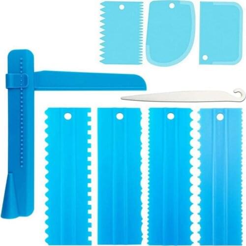 AF89 9Pcs Cake Scraper Set Cake Edge Scraper with Adjustable Butter Smoother Cream Scraper Tool Cake Decorating Comb