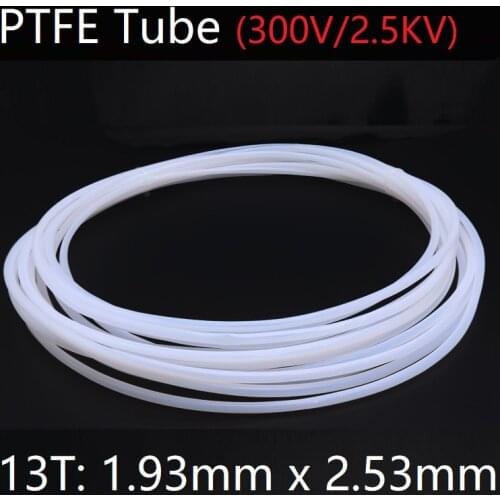 13T 1.93mm x 2.53mm PTFE Tube T eflon Insulated Rigid Capillary F4 Pipe High Temperature Resistant Transmit Hose 300V White