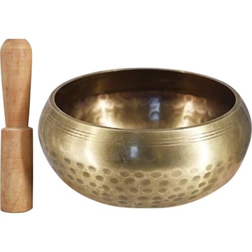 Tibetan Buddhist Singing Bowl Buddha Sound Bowl Musical Instrument for Meditation with Stick Yoga Home Decoration