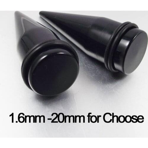 1.6mm 12mm 14mm 16mm big size Acrylic Ear Piercing Tapers Ear Expander Black Flesh Tunnel Free Shipping