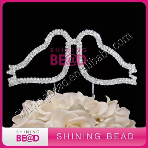 Two doves rhinestone cake topper for love gift, free shipping,love two doves rhinestone cake topper for wedding gift