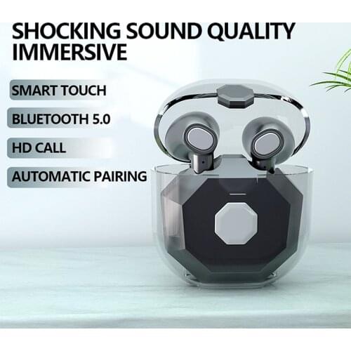 TWS Bluetooth 5.1 Earphones Charging Box Wireless Headphone Stereo Sports Waterproof Earbuds With Microphone Transparent shell