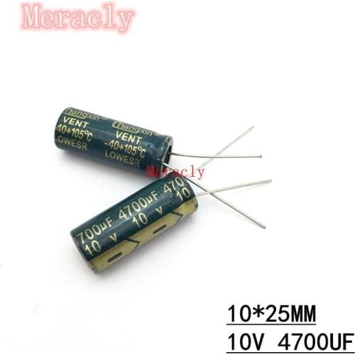 2pcs 10V 4700UF low ESR/impedance high frequency aluminum electrolytic capacitor 20% long life and high temperature resistance