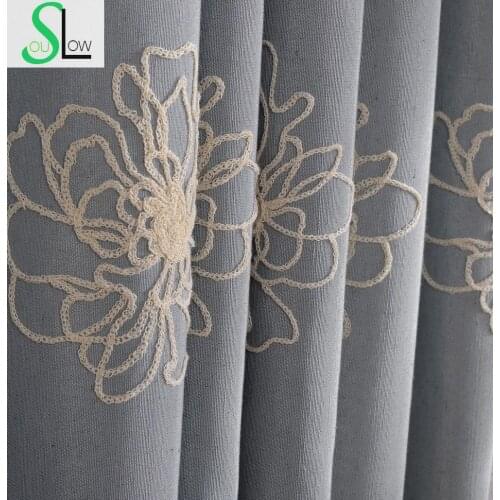 High Quality Embroidered Floral Luxury Curtains Blackout Modern Window Curtain for Living Room Bedroom Cortinas Gardinen CL-113