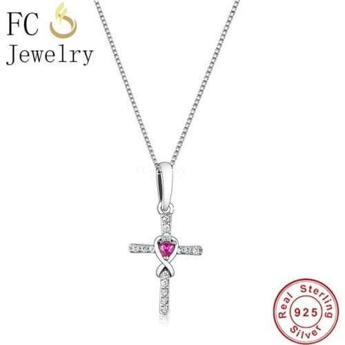 Pure 925 Sterling Silver Gothic Simple Jesus Cross Charm Pendant Necklace For Femme Chain Choker Collier Halloween Trinket 2021
