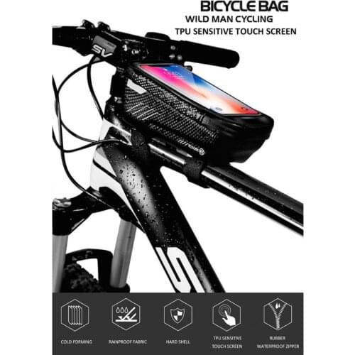 Hard Case Bike Bag Mountain Bicycle Front Beam Bag Tube Waterproof Phone Bag Cycling Saddle Bag Riding Equipment