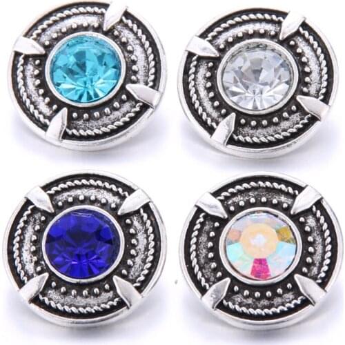 10pcs/lot Interchangeable Snap Jewelry Crystal Round 18mm Metal Snap Buttons For Snap Button Bracelet Bangle