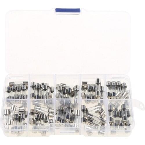 100Pcs/Box 5x20mm Fast Blow Glass Fuse Assorted Kit 250V 0.2-20A for Car K3KD