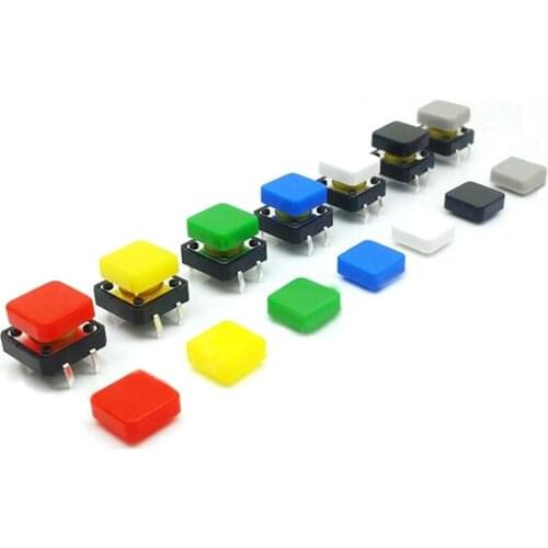 100pcs 12*12mm push button cap square buttons caps multi color switch cover for 12*12mm square button