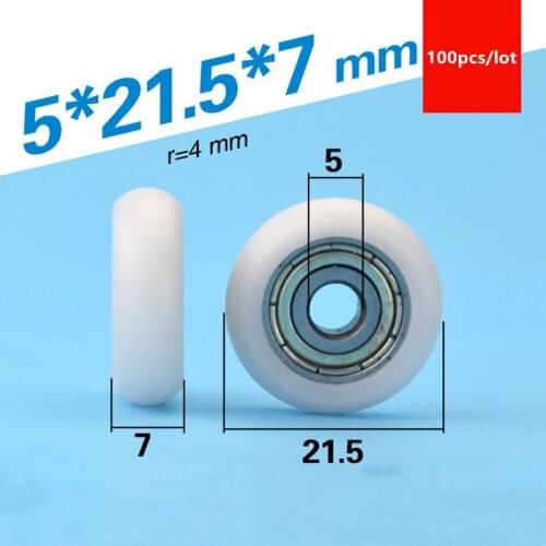 100pcs circular arc Plastic coated bearing 625ZZ 5*21.5*7mm 3D printer POM nylon pulley roller furniture fitting bearing