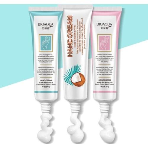 2 pcs BIOAQUA 60G Coconut Grapefruit Peach Hand Cream Moisture Nourishing Anti Chapping Girl Winter Hand Care Lotion