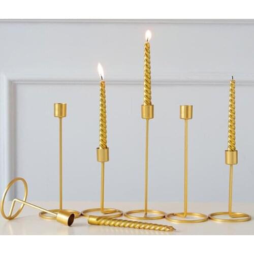 2pcs/set Modern Minimalist Golden Metal Candle Holder Bar Party Candlestick Iron Ornaments Home Decorate
