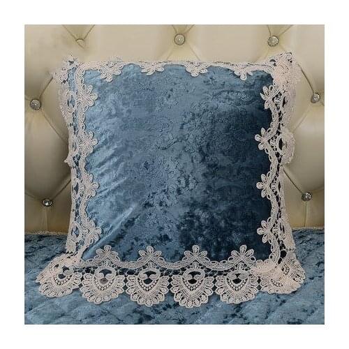 2019 European Design Floral Elegant Soft Cushion case With Lace Home Decorative Square Pillow Case for Bedroom