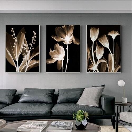 3PCS Light Flowers Canvas Paintings On The Wall Art Canvas Prints Abstract Flowers Wall Pictures For Living Room Cuadros Decor