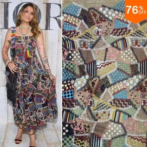 3 Yard textiles direct riddle palace embroidery mesh colorful cloth embroidered polygon tulle cotton fabric fabrics lace fabric