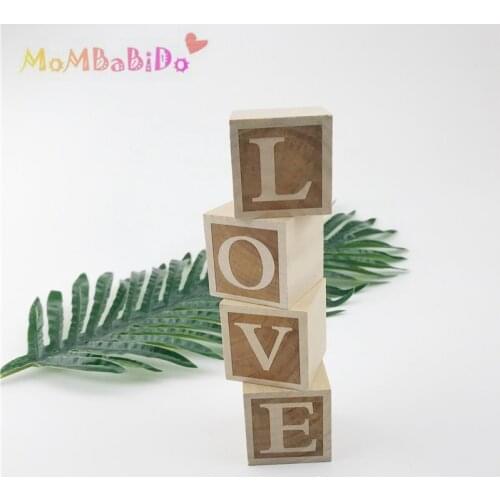 Home Baby Toys 4pc Pastoral Wooden LOVE Blocks Decoration Decor Environmental Protection Creative Decoration Children Toys