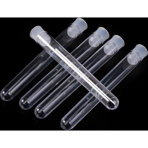 50Pcs 12x100mm Transparent Laboratory Clear Plastic Test Tubes Vials With Push Cap School Lab Supplies