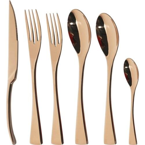 6Pcs Steak Knife Dessert Fork Tea Spoon Dinner Tableware Set 18/10 Stainless Steel Cutlery Set Kitchen Dinnerware Silverware Set