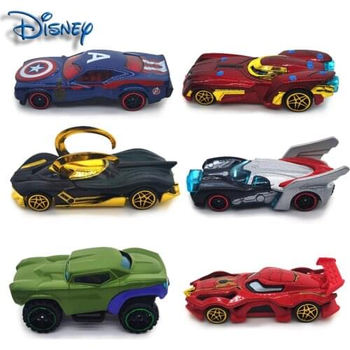 Disney Avengers set car 6 toys children scooter 7-8cm 1:64 pocket car super cool movie car spiderman chariot iron man chariot