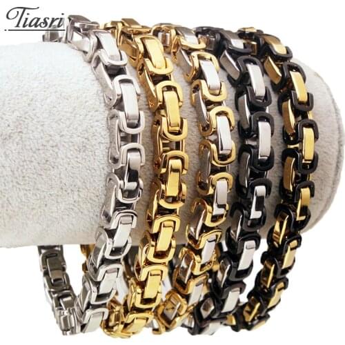 Tiasri 8mm Byzantine Style Bracelet for Men High Quality Stainless Steel Jewelry Accessories Friends Gift Hip-Hop Boy Wholesale
