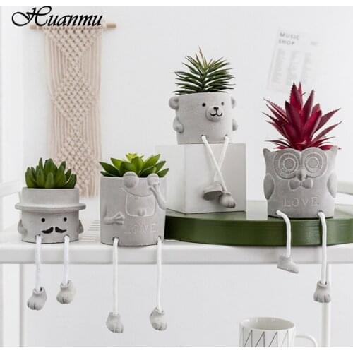 Cement Potted Plants Green Plants Hanging Feet Potted Small Ornaments Milk Tea Cake Shop Furnishing House Living Room Decoration