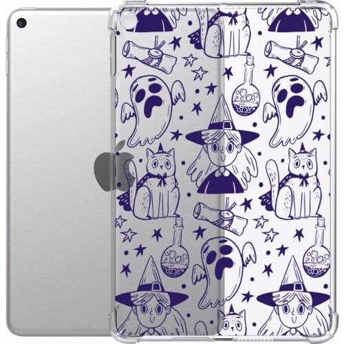 For iPad Pro 11 2020 Funda iPad 7th Generation Cute Halloween iPad Case Transparent Silicone Reinforced Corners Soft Cover Air 3